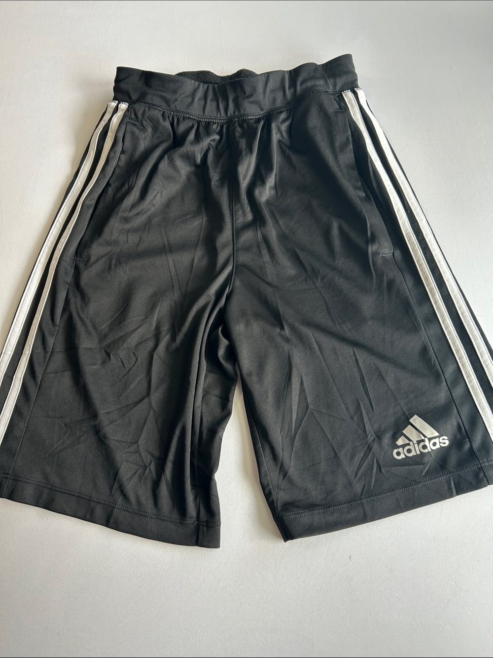 adidas Black Athletic Shorts with White 3-Stripes